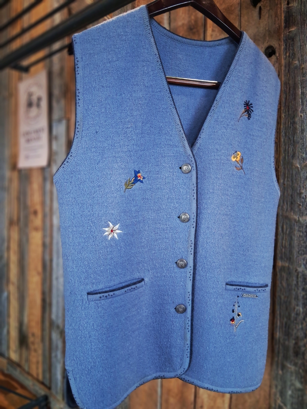 Vintage 90s GADDY 100% Wool Embroidered Vest 🩵
